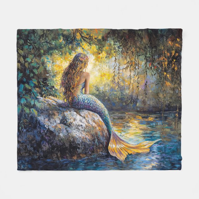 Meerjungfrau in der Grotto-Malerei Fleecedecke (Vorderseite (Horizontal))