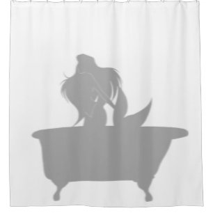 Meerjungfrau in der Tub-Dusche Silhouette Schatten Duschvorhang