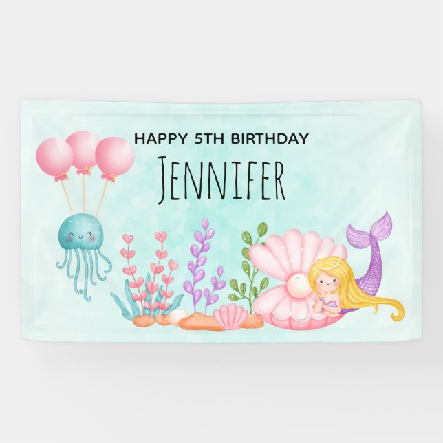 Meerjungfrau & Jellyfish Unterwasserbanne Banner (Horizontal)