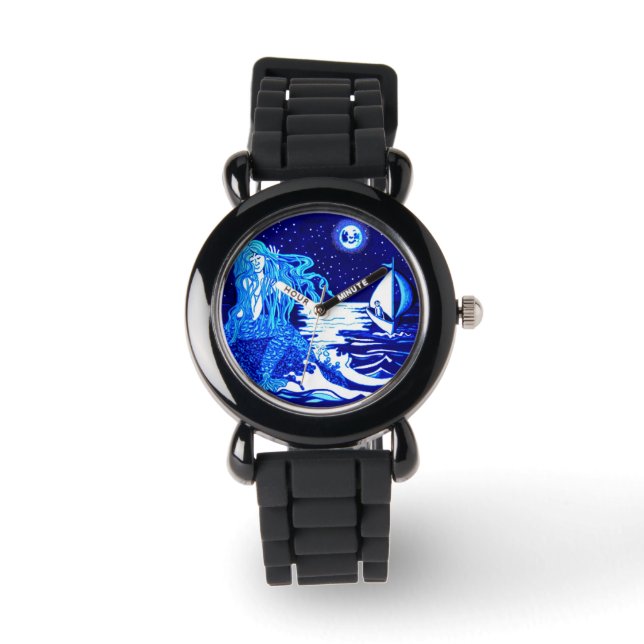 Meerjungfrau kämmt sich die Haare Armbanduhr (Vorderseite)
