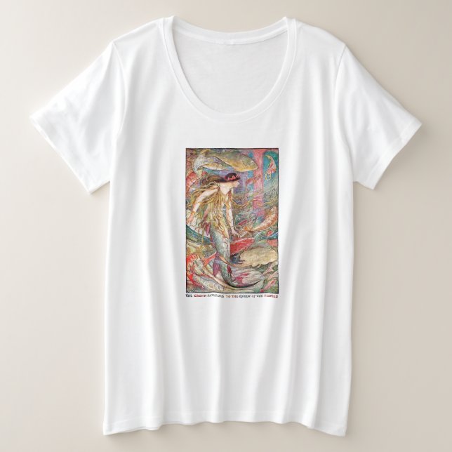 Meerjungfrau-Königin der Fische Große Größe T-Shirt (Design vorne)