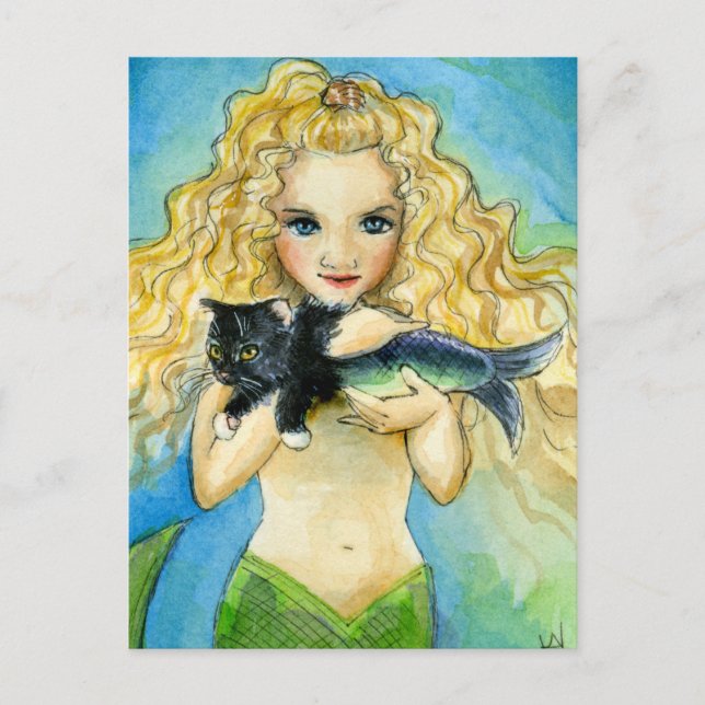 Meerjungfrau, Kunsthandwerkskarte Postkarte (Vorderseite)