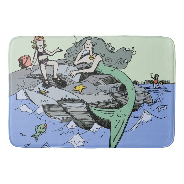 Meerjungfrau Küstenart niedlich Cartoon Beach Kind Badematte (Vorderseite)