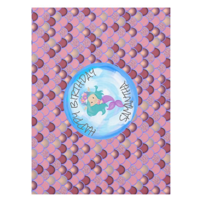 Meerjungfrau Lila rosa Scales Tablette Tischdecke (Vorderseite)