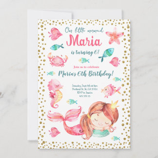 Meerjungfrau Mädchen am Geburtstag Einladung