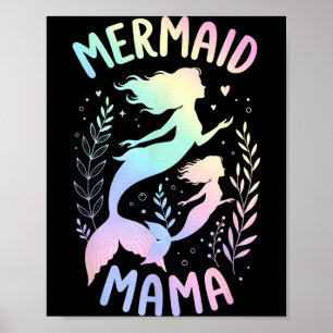 Meerjungfrau Mama Vintage süße Kunst Muttertags-Ku Poster
