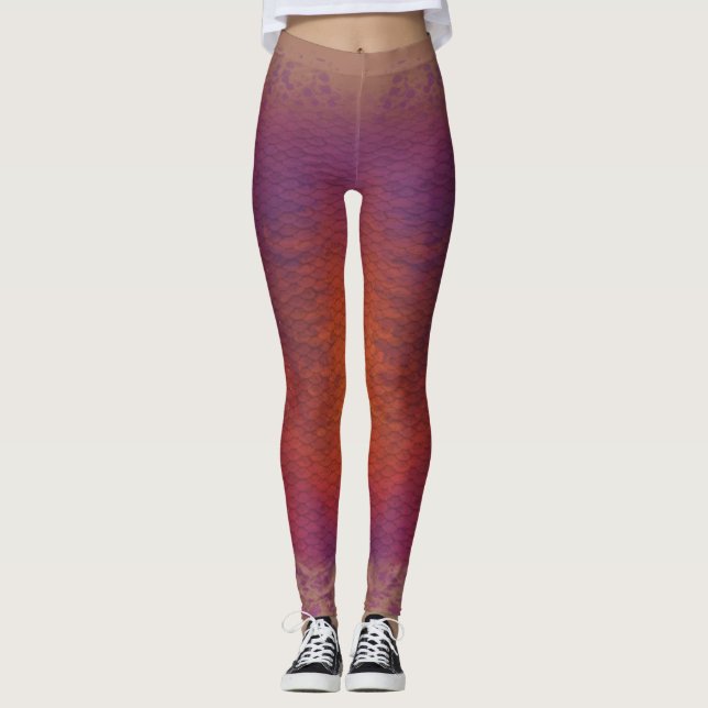 Meerjungfrau-Maßstab gemischt Taille Leggings Viol (Vorderseite)