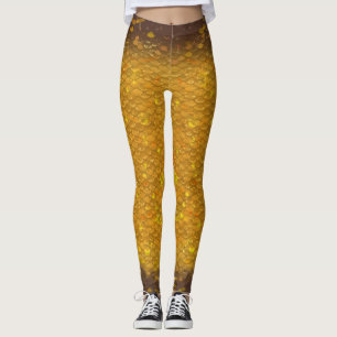 Meerjungfrau-Maßstab Leggings Taille Gold Fisch 1
