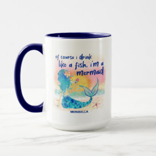 Meerjungfrau Meer Tropischer Strand Wasserfarbe Tasse