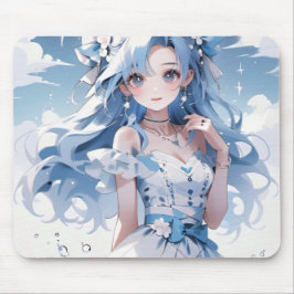 Meerjungfrau mit blauem Haar in einem blauen Kleid Mousepad