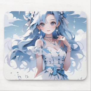 Meerjungfrau mit blauem Haar in einem blauen Kleid Mousepad