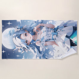 Meerjungfrau mit blauem Haar in einem blauen Kleid Strandtuch