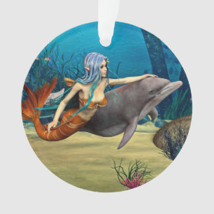 Meerjungfrau mit Delfin Ornament