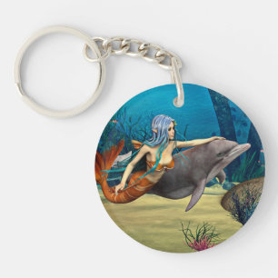 Meerjungfrau mit Delfin Schlüsselanhänger