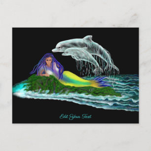 Meerjungfrau mit Delphinen Postkarte