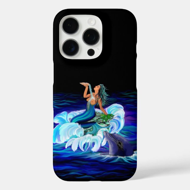Meerjungfrau mit Dolphin iPhone 16 Pro Hülle (Rückseite)