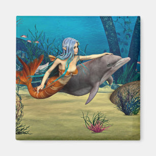 Meerjungfrau mit Dolphin Magnet