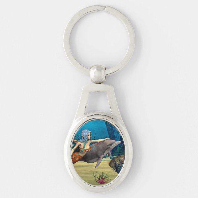 Meerjungfrau mit Dolphin Schlüsselanhänger (Vorderseite)