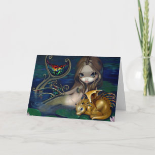 "Meerjungfrau mit einem Goldenen Drachen" Grußkart Karte