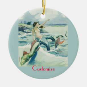 Meerjungfrau mit fließendem Thunder_Cove Keramik Ornament