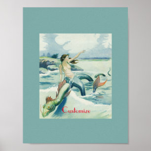 Meerjungfrau mit fließendem Thunder_Cove Poster