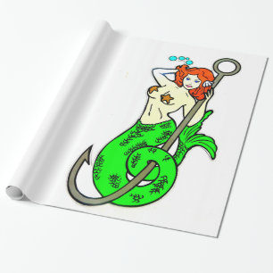 Meerjungfrau mit grünem Schwanz Geschenkpapier