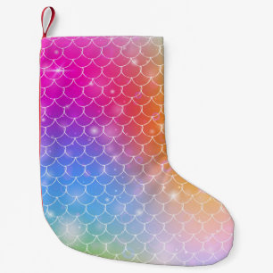 Meerjungfrau mit Kawaii Regenbogenwaage Kleiner Weihnachtsstrumpf