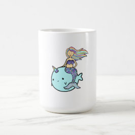Meerjungfrau mit Rainbow Hair auf ihrem Haustier N Kaffeetasse