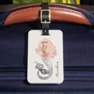 Meerjungfrau mit rosa Haar und Ihrem Namen Gepäckanhänger