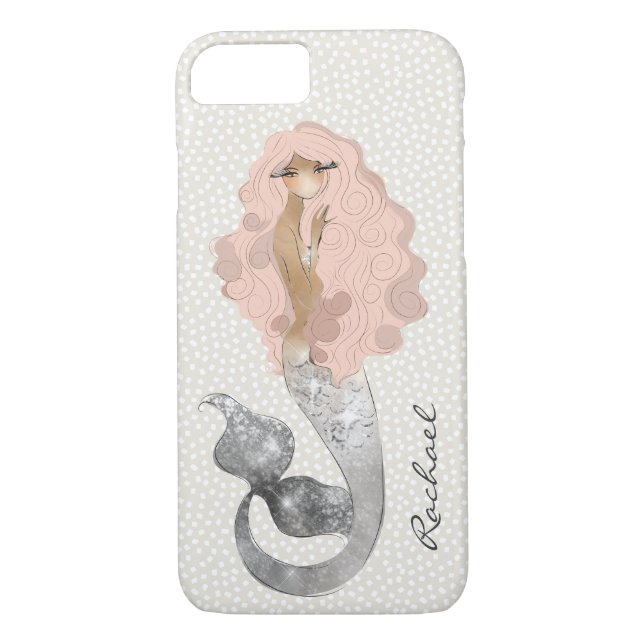 Meerjungfrau mit rosa Haar und Monogramm Case-Mate iPhone Hülle (Rückseite)