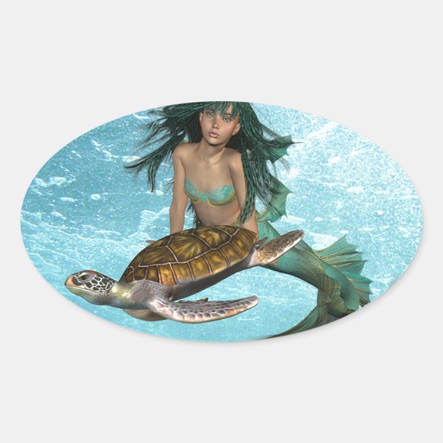 Meerjungfrau mit Sea Turtle Stickers (Vorderseite)