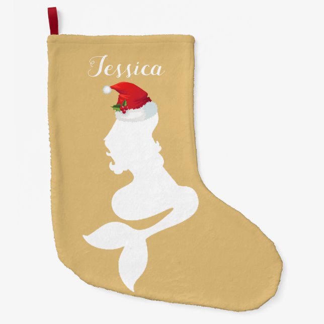 Meerjungfrau mit Weihnachtsmannmütze Strumpf Großer Weihnachtsstrumpf (Vorderseite)