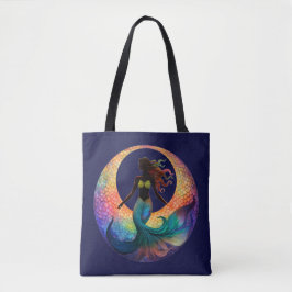 Meerjungfrau Mond Göttin Silhouette | Tiefe Strand Tasche