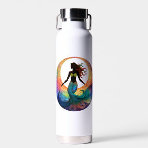 Meerjungfrau-Mondgöttin-Silhouette Farbige Küste Trinkflasche