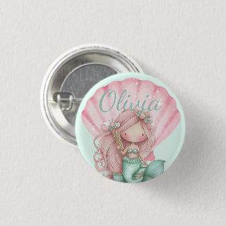 Meerjungfrau Muschel Liebhaber Name  Button
