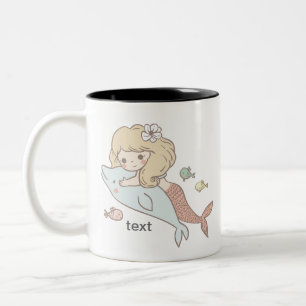 Meerjungfrau, niedliches Mädchen, bewundernswert Zweifarbige Tasse
