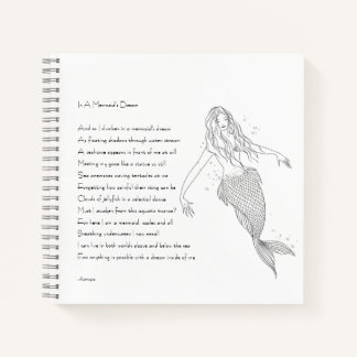 Meerjungfrau-Notebook mit Gedicht "In einem Meerju Notizbuch