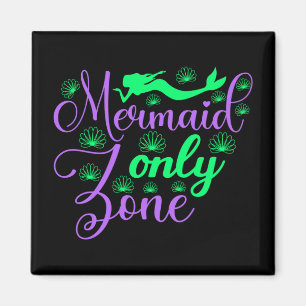 Meerjungfrau-Only-Zone in Neon-Grün und Lila Magnet