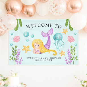 Meerjungfrau Ozean Babyparty Willkommensbanner Banner