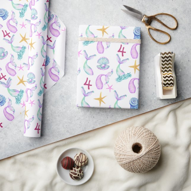 Meerjungfrau Personalisiert rosa Muschel Muster Geschenkpapier (Kunsthandwerk)