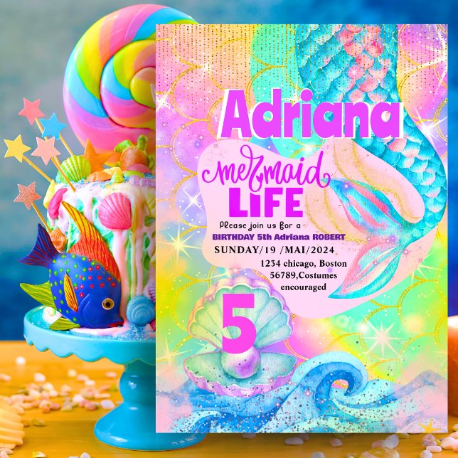 Meerjungfrau Pool Party Rosa Sparkone Glitzer Einladung (Von Creator hochgeladen)