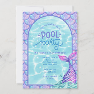 Meerjungfrau-Poolparty-Einladung Einladung