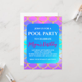 Meerjungfrau-Poolparty-Einladungen Einladung