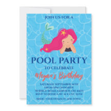 Meerjungfrau-Poolparty-Einladungen