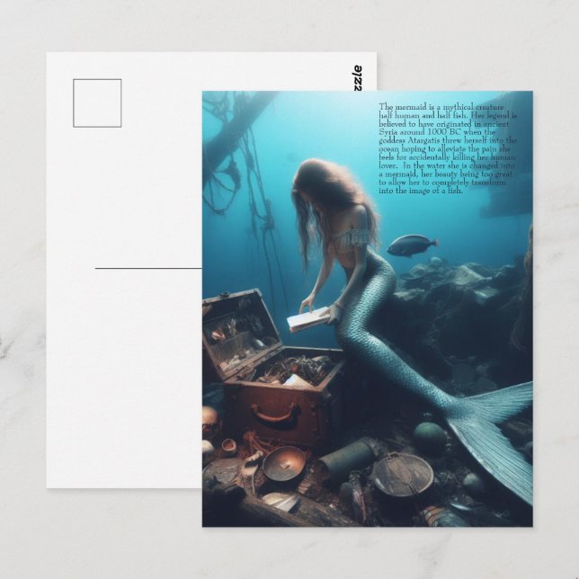 Meerjungfrau Postkarte (Vorne/Hinten)