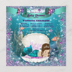Meerjungfrau Prinzessin Mädchen Baby Shower Einladung