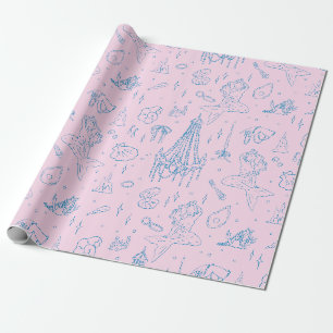 Meerjungfrau Prinzessin Ozean Fantasie Blau Toile- Geschenkpapier