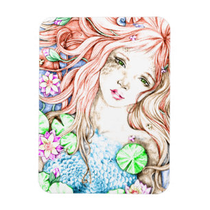 Meerjungfrau-Prinzessin Watercolor Magnet