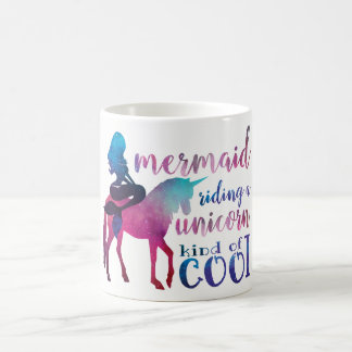 Meerjungfrau-Reitunicorn-buntes cooles Zitat Kaffeetasse