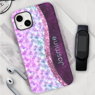 Meerjungfrau Rosa silber Imitate Glitzer Monogramm Case-Mate iPhone Hülle